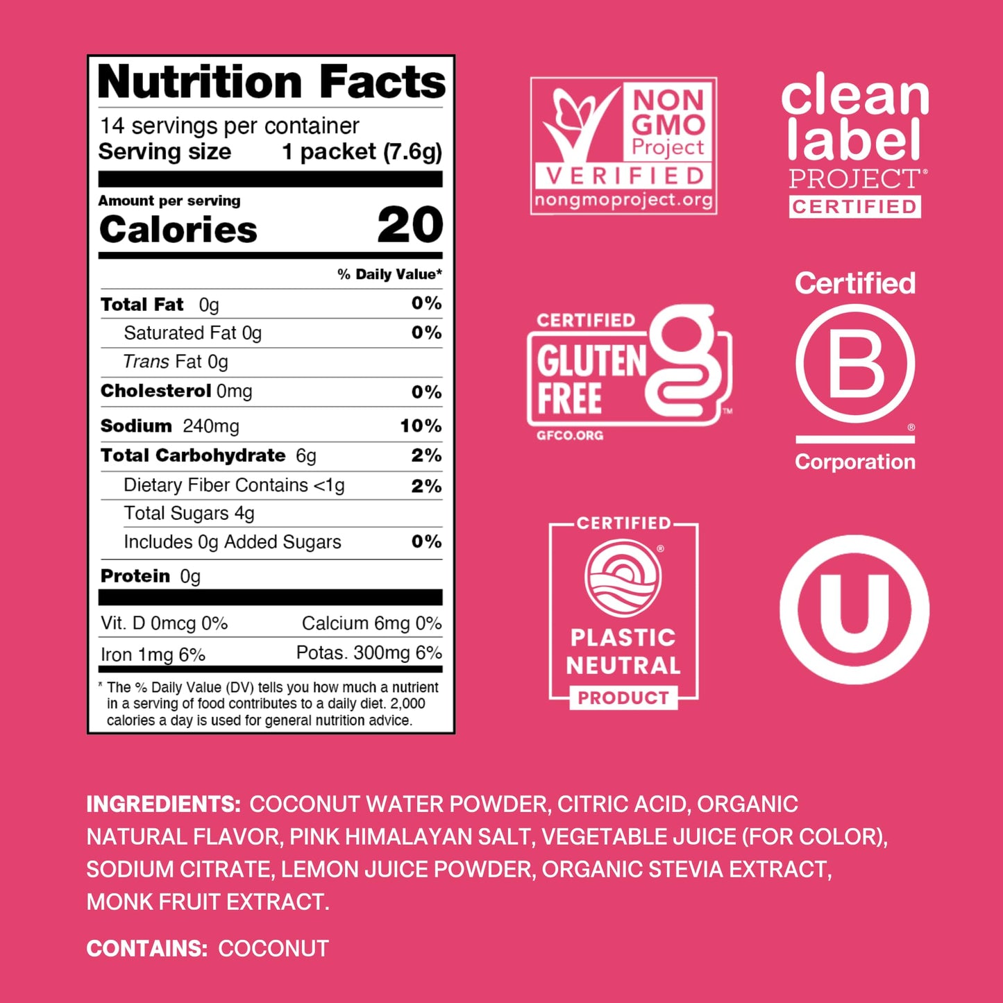 Cure Hydration | Plant-Based Electrolyte Drink Mix | No Added Sugar | FSA-HSA | Dehydration Relief Powder Made with Coconut Water | Non-GMO | Vegan | Pouch of 14 Packets - Tropical Punch - PrimeBioHealth - canada supplements