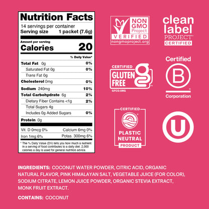 Cure Hydration | Plant-Based Electrolyte Drink Mix | No Added Sugar | FSA-HSA | Dehydration Relief Powder Made with Coconut Water | Non-GMO | Vegan | Pouch of 14 Packets - Tropical Punch - PrimeBioHealth - canada supplements