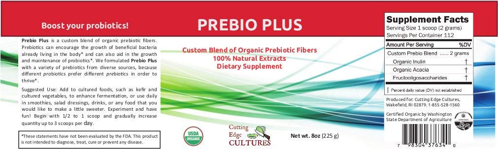 Cutting Edge Cultures Prebio Plus Prebiotic Fiber Powder Best Custom Blend of Organic Prebiotic Fibers Dietary Supplement 8 oz - PrimeBioHealth - canada supplements