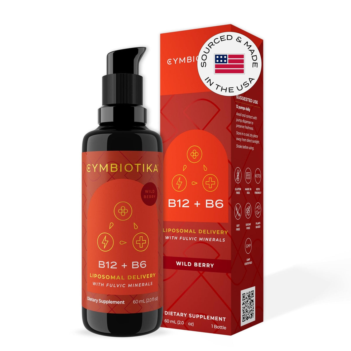 CYMBIOTIKA Liposomal Vitamin B12 Liquid Supplement, 1250 mcg, Supports Energy, Cell Production, Helps Strengthen Hair, Skin & Nails, Non-GMO, Gluten Free - PrimeBioHealth - canada supplements