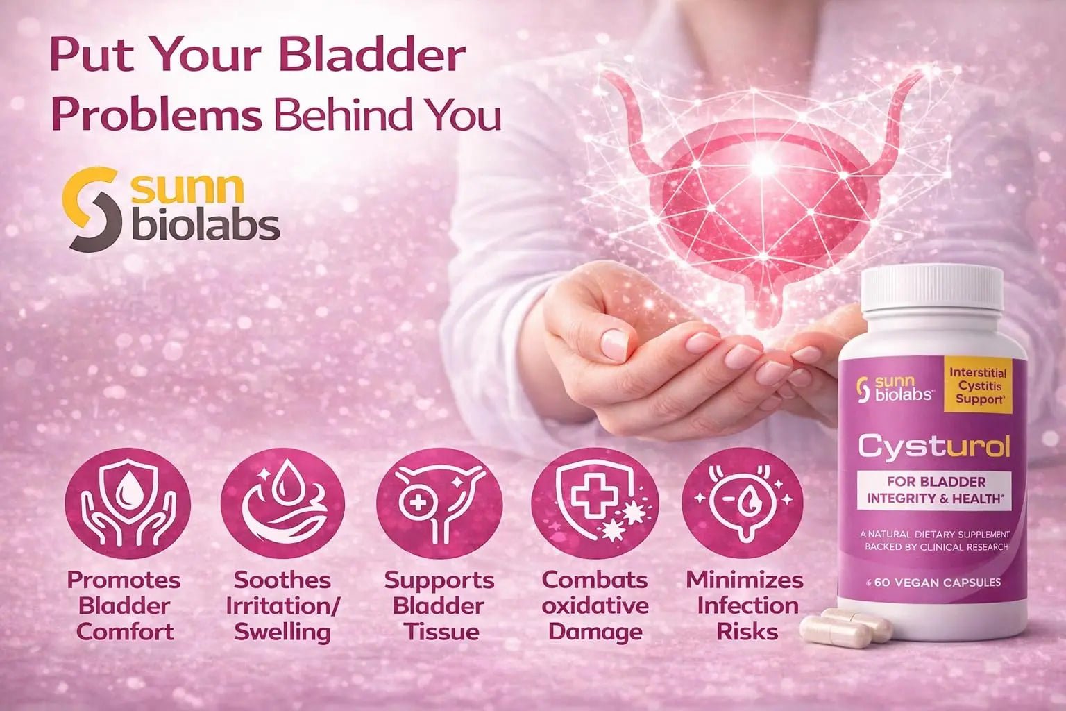 CYSTUROL® Bladder Support Supplement | Interstitial Cystitis (IC) | Bladder Pain | Urinary Tract Health | Clinically Studied Formula for Bladder Inflammation, UTI, Mast Cell Support & Urinary Urgency - PrimeBioHealth - canada supplements