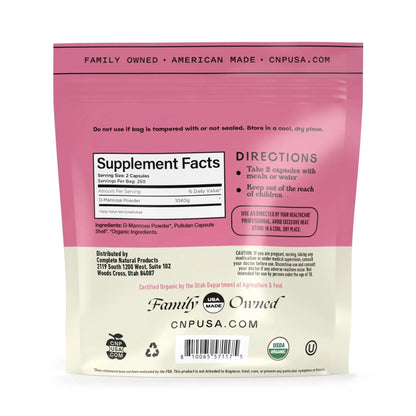 D Mannose 520mg Capsules - Organic D Mannose Supplement for UT Support, Urinary Tract Bladder Health Pills, Plant Based Formula, Vegan Non GMO, No Fillers, 500 Capsule Count Made USA Certified Kosher - PrimeBioHealth - canada supplements