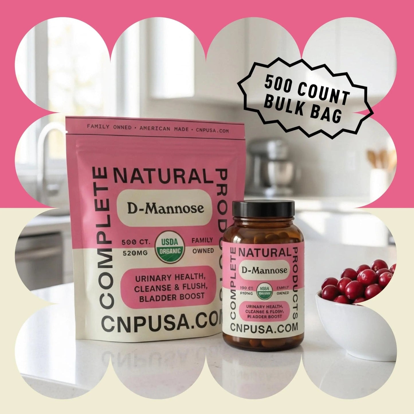D Mannose 520mg Capsules - Organic D Mannose Supplement for UT Support, Urinary Tract Bladder Health Pills, Plant Based Formula, Vegan Non GMO, No Fillers, 500 Capsule Count Made USA Certified Kosher - PrimeBioHealth - canada supplements