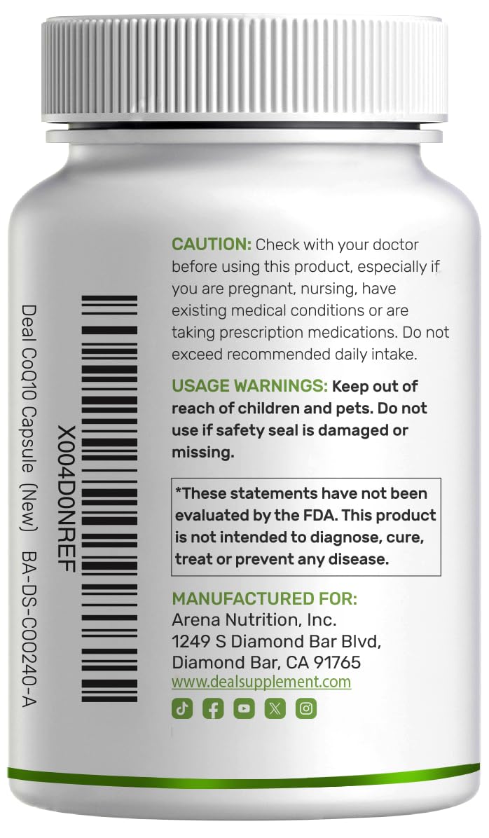 DEAL SUPPLEMENT CoQ10 100mg with Omega 3 100mg, 240 Capsules | Bioavailable Coenzyme Q10 Formula | Non-GMO - PrimeBioHealth - canada supplements