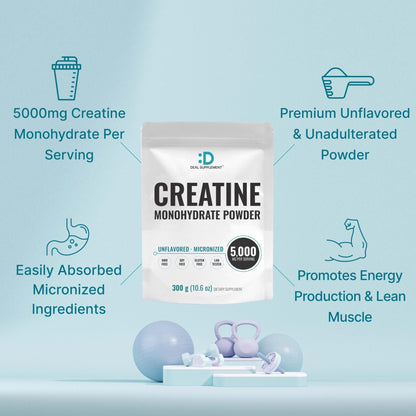 DEAL SUPPLEMENT Instant Creatine Monohydrate Powder, 5g Per Serving – 60 Servings | Micronized, Unflavored, Fast Absorbing Formula - PrimeBioHealth - canada supplements