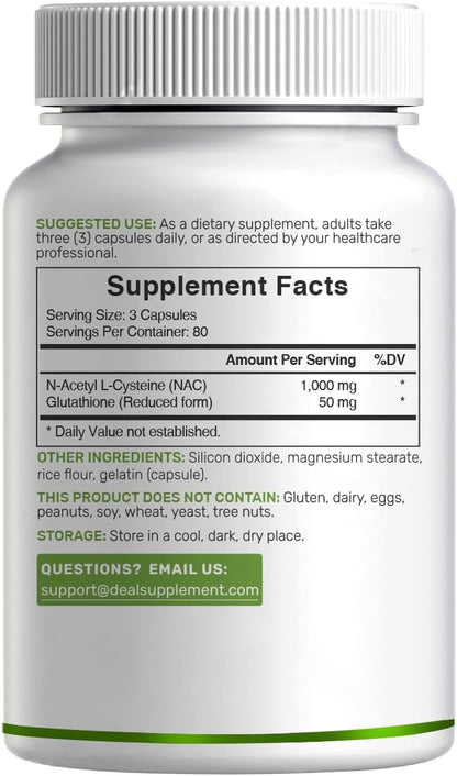 DEAL SUPPLEMENT NAC Supplement (N-Acetyl Cysteine) 1,000mg Per Serving with Reduced Glutathione, 240 Capsules – Antioxidant Support for Immune Health, Lung, & Liver Function - PrimeBioHealth - canada supplements