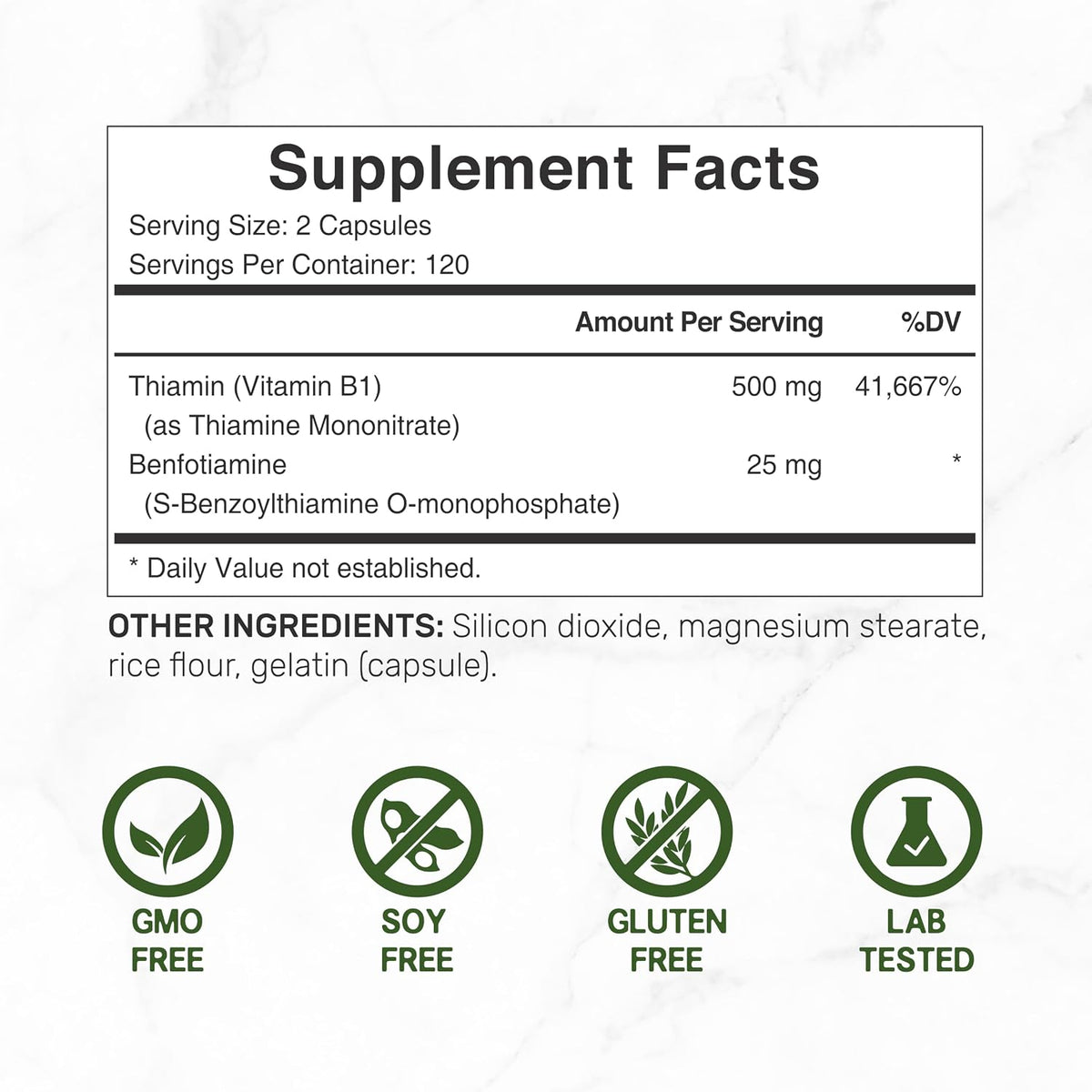 DEAL SUPPLEMENT Vitamin B1 500mg with Benfotiamine, 240 Capsules – 2 in 1 Enhanced Formula – Fat & Water Soluble Thiamine B1 Supplement – Third Party Tested, Non-GMO, No Gluten - PrimeBioHealth - canada supplements
