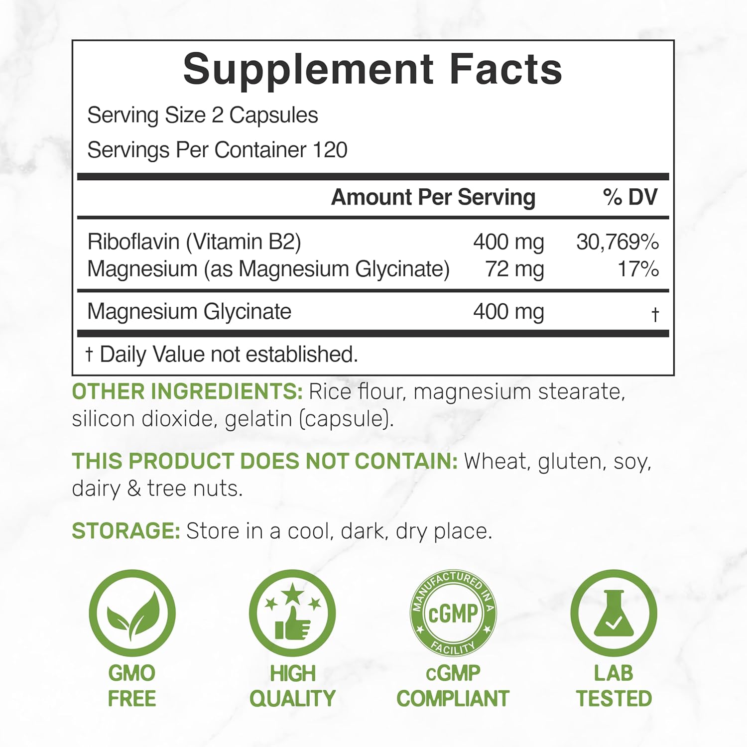 DEAL SUPPLEMENT Vitamin B2 400mg (Riboflavin) | with Magnesium Glycinate 400mg, 240 Capsules – 2 in 1 Support Healthy Nervous System, Mood, Blood & Energy Production, Non-GMO - PrimeBioHealth - canada supplements