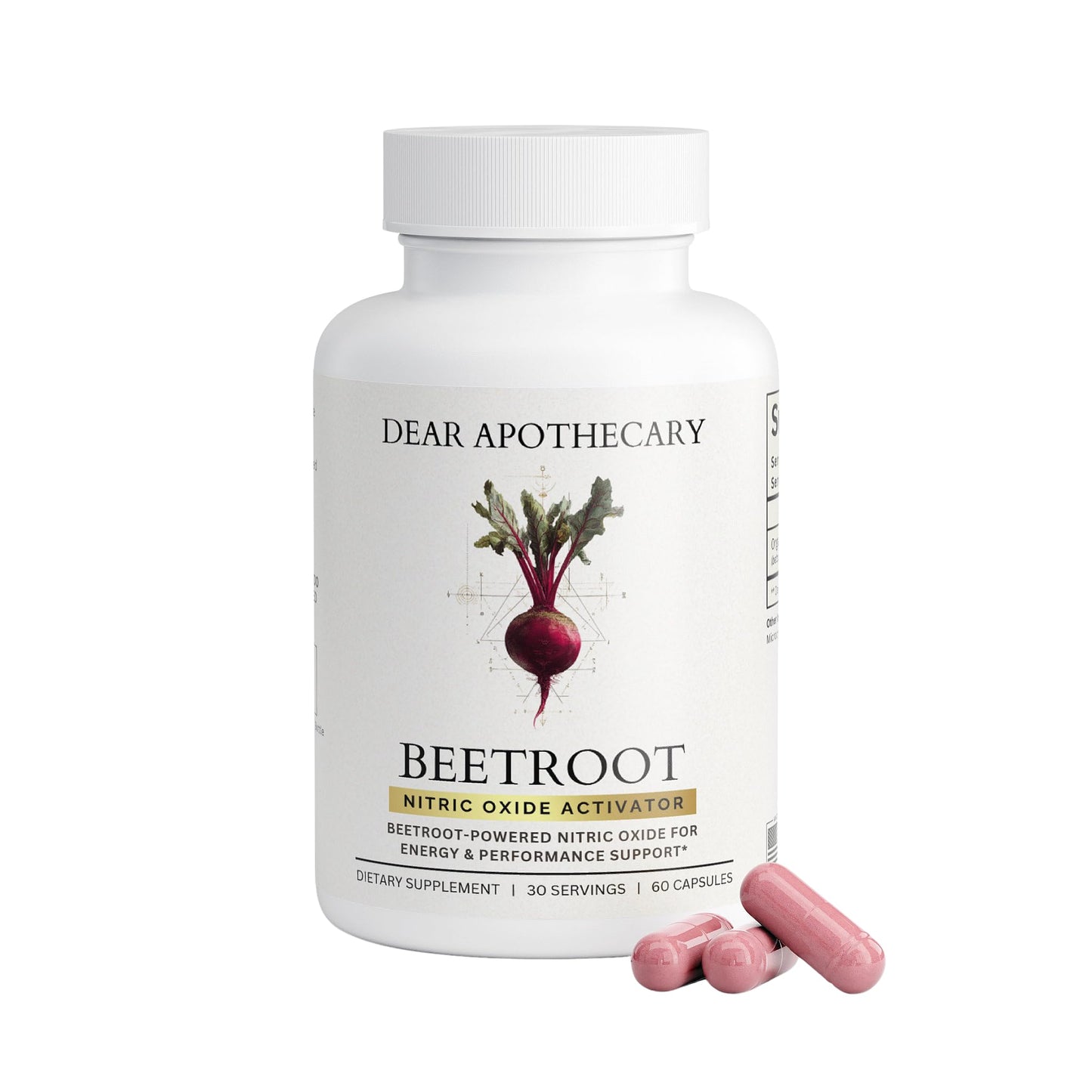 Dear Apothecary Organic Beetroot Capsules | 1300mg Beet Root Powder | Nitric Oxide Precursor | 60 Vegetarian Capsules | Non-GMO, Gluten Free, Vegan - PrimeBioHealth - canada supplements