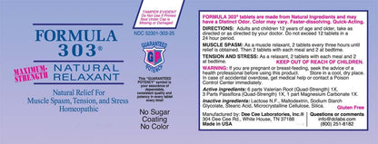Dee CEE Labs Formula 303 Maximum Strength Tablets, 90 Tablets; All-Natural containing Magnesium for Sore Muscles - PrimeBioHealth - canada supplements