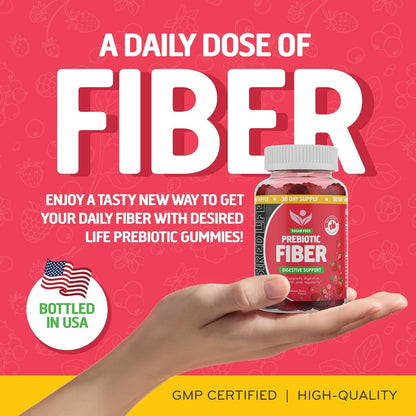 Desired Life Prebiotic Fiber Gummies for Adults and Kids – 4g Sugar Free Natural Berry Flavored Gummies - Supports Digestive Health - PrimeBioHealth - canada supplements