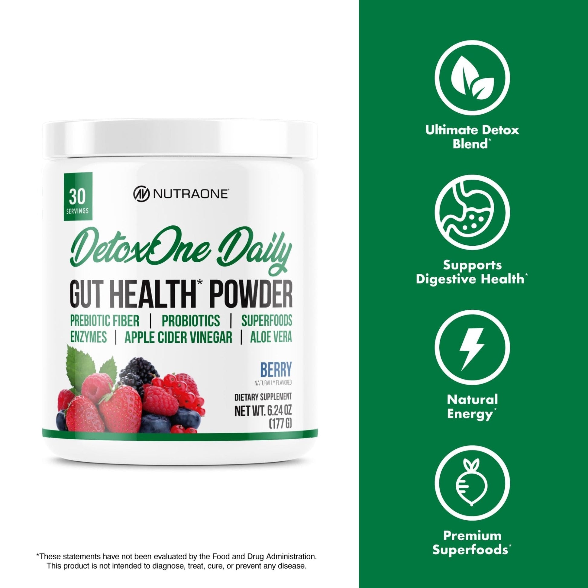 DetoxOne Daily Gut Health Powder* | Supports Normal/Healthy Digestive Function*| Promotes Detoxification*| Boost Energy & Improves Nutrient Absorption* - PrimeBioHealth - canada supplements