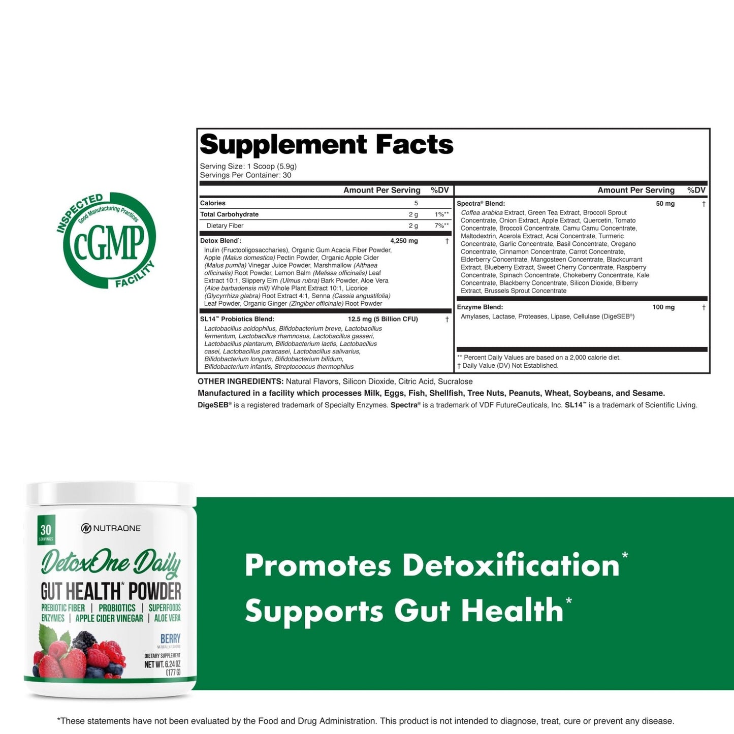 DetoxOne Daily Gut Health Powder* | Supports Normal/Healthy Digestive Function*| Promotes Detoxification*| Boost Energy & Improves Nutrient Absorption* - PrimeBioHealth - canada supplements