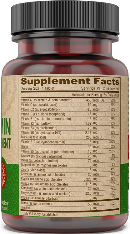 DEVA Vegan Iron-Free Multivitamin & Mineral Supplement, Vitamin C, D2, E & B-Complex, Biotin, 90 Tiny Tablets - PrimeBioHealth - canada supplements