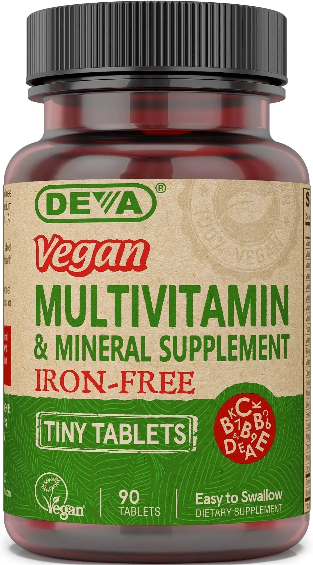 DEVA Vegan Iron-Free Multivitamin & Mineral Supplement, Vitamin C, D2, E & B-Complex, Biotin, 90 Tiny Tablets - PrimeBioHealth - canada supplements