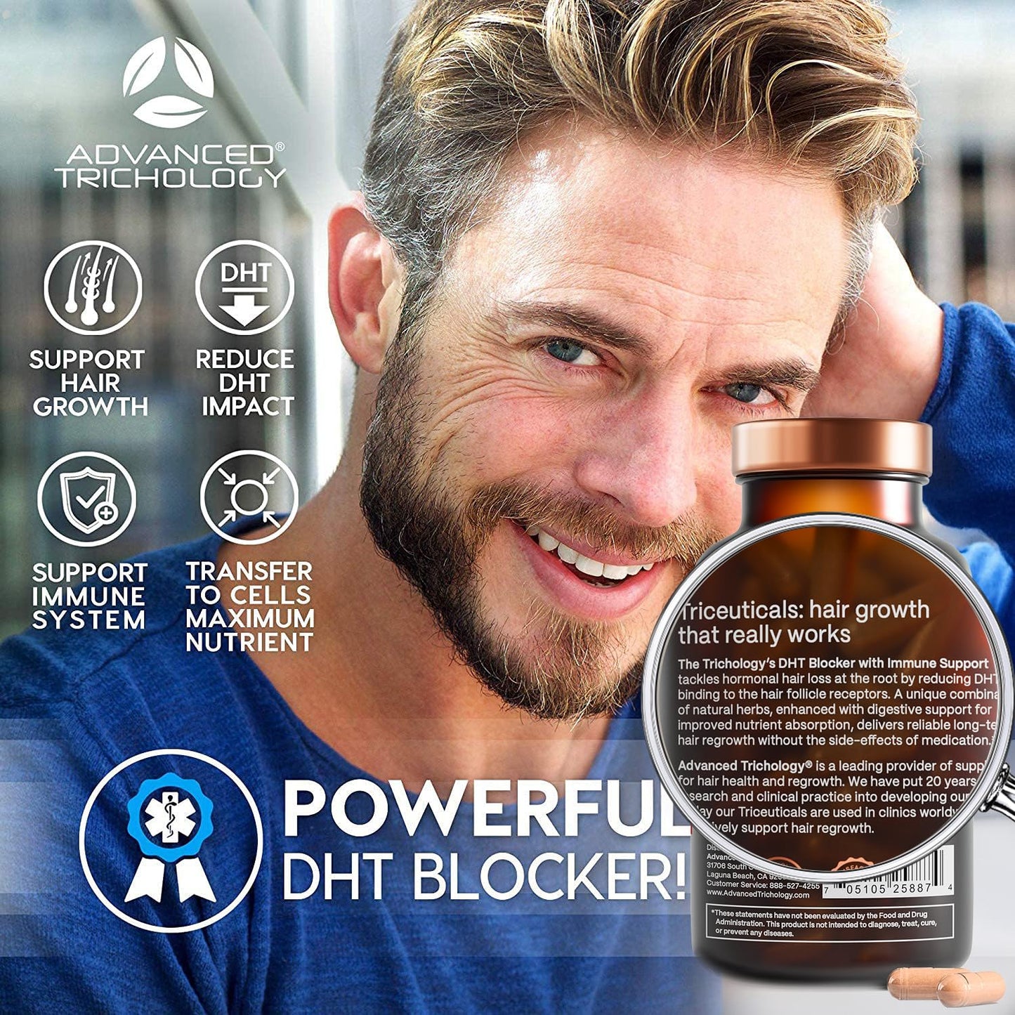 DHT Blocker - Hair Growth Supplement for Genetic Thinning for Men and Women | Approved* by American Hair Loss Association | Guaranteed, Backed by 20 Years - PrimeBioHealth - canada supplements
