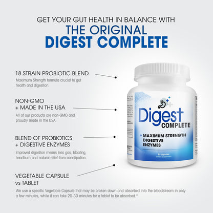 Digest Complete 2-in-1 Probiotic Digestive Enzymes, 60 Capsules - PrimeBioHealth - canada supplements