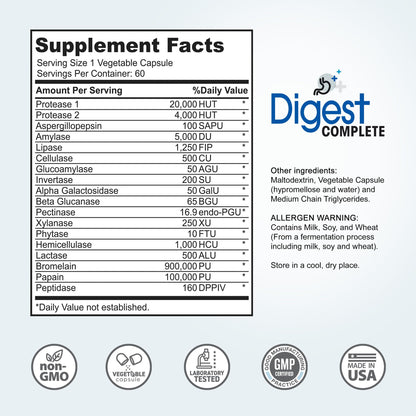 Digest Complete 2-in-1 Probiotic Digestive Enzymes, 60 Capsules - PrimeBioHealth - canada supplements