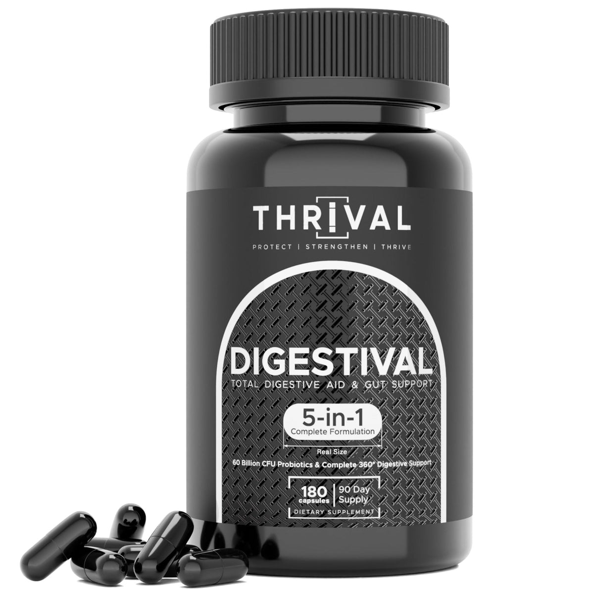 DIGESTIVAL 5-in-1 Gut Health Formula: Probiotics, Prebiotics, Enzymes, Gut Healing & Bloat Relief with 53 Ingredients, 60 Billion CFU, and Advanced Support for IBS, - PrimeBioHealth - canada supplements