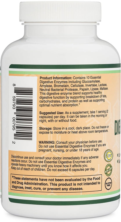Digestive Enzymes - 800mg Blend of All 10 Most Essential Digestive and Pancreatic Enzymes (Amylase, Lipase, Bromelain, Lactase, Papain, Protease - PrimeBioHealth - canada supplements