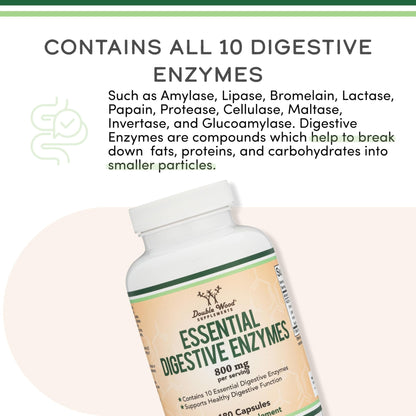 Digestive Enzymes - 800mg Blend of All 10 Most Essential Digestive and Pancreatic Enzymes (Amylase, Lipase, Bromelain, Lactase, Papain, Protease - PrimeBioHealth - canada supplements