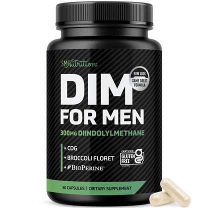 DIM Supplement for Men 300mg | Estrogen Blocker & Aromatase Inhibitor | Extra Strength Men’s Hormone Balance & Fitness Booster with Diindolylmethane Plus CDG - PrimeBioHealth - canada supplements