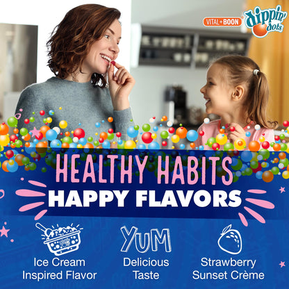 Dippin Dots - Melatonin Gummies for Kids & Adults (60 Days Supply) Strawberry Sunset Creme Flavor | 2.5mg Per Kids Melatonin Supplement for Faster, - PrimeBioHealth - canada supplements