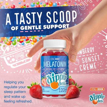 Dippin Dots - Melatonin Gummies for Kids & Adults (60 Days Supply) Strawberry Sunset Creme Flavor | 2.5mg Per Kids Melatonin Supplement for Faster, - PrimeBioHealth - canada supplements