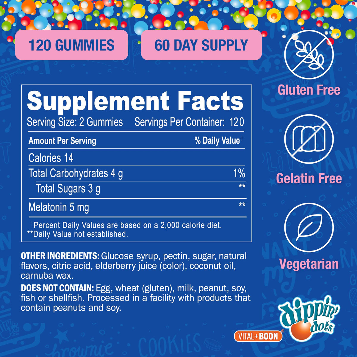 Dippin Dots - Melatonin Gummies for Kids & Adults (60 Days Supply) Strawberry Sunset Creme Flavor | 2.5mg Per Kids Melatonin Supplement for Faster, - PrimeBioHealth - canada supplements