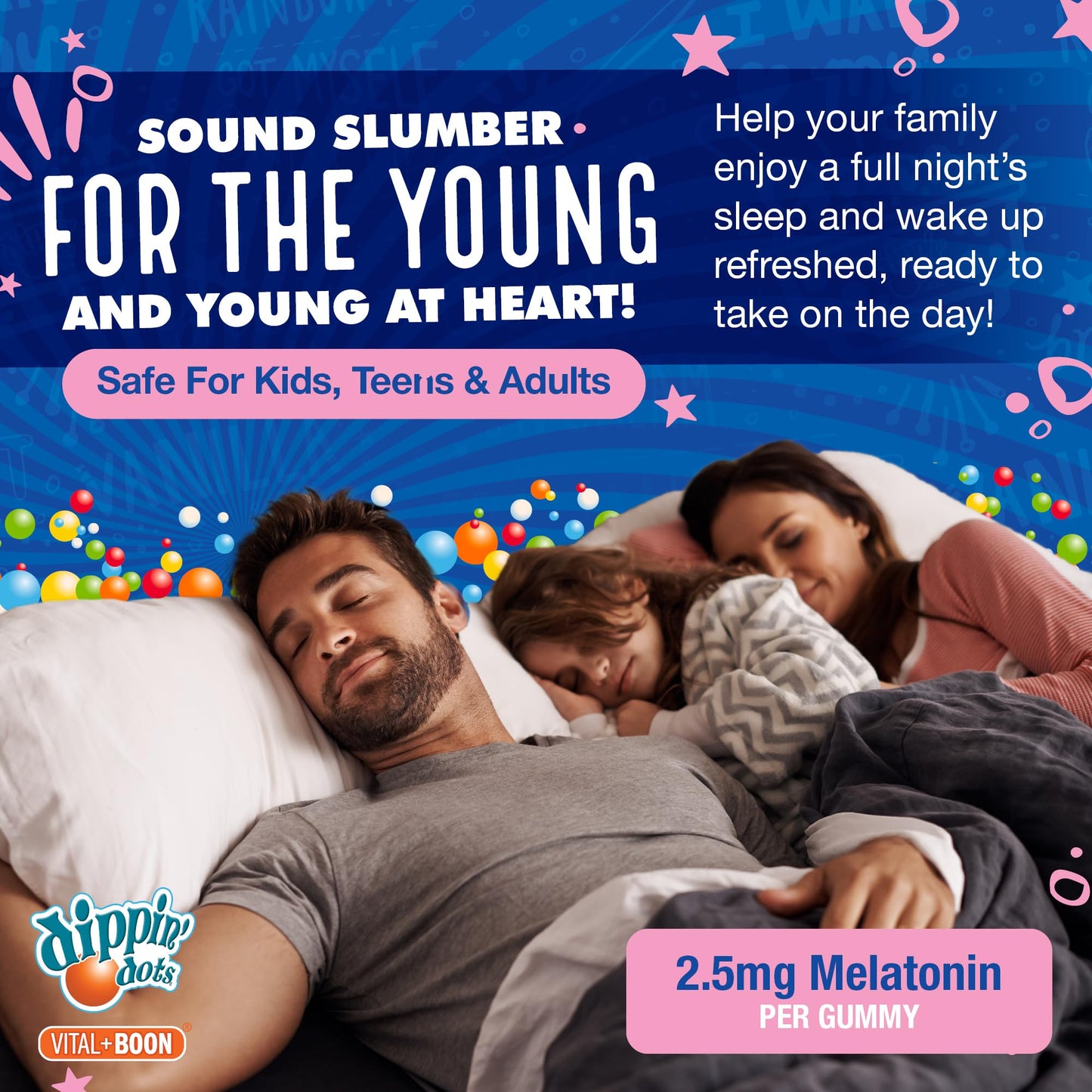 Dippin Dots - Melatonin Gummies for Kids & Adults (60 Days Supply) Strawberry Sunset Creme Flavor | 2.5mg Per Kids Melatonin Supplement for Faster, - PrimeBioHealth - canada supplements