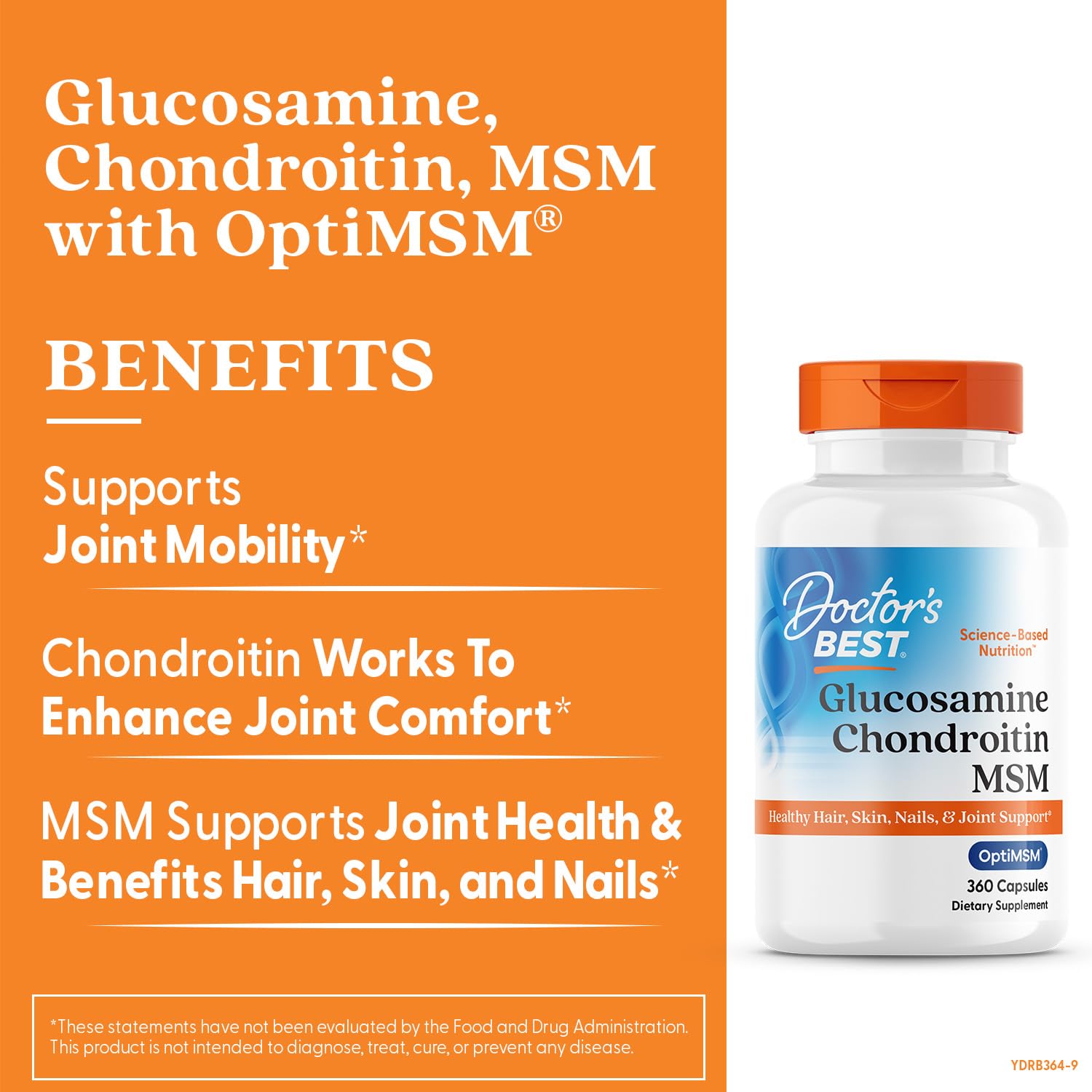 Doctor's BEST Glucosamine Chondroitin MSM - Joint Health Support Supplement for Women & Men, Nutritional Support for Joint Strength, Hair, Skin, & Nails, Gluten Free, Non GMO - 240 Capsules - PrimeBioHealth - canada supplements