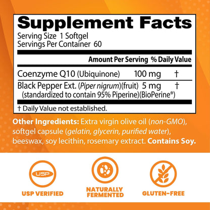 Doctor's Best High Absorption CoQ10 with BioPerine Supplement - Coenzyme Q10 Softgels for Heart Health & Antioxidant Support, Naturally Fermented CoQ10 100mg for Women & Men, Non GMO - 120 Softgels - PrimeBioHealth - canada supplements