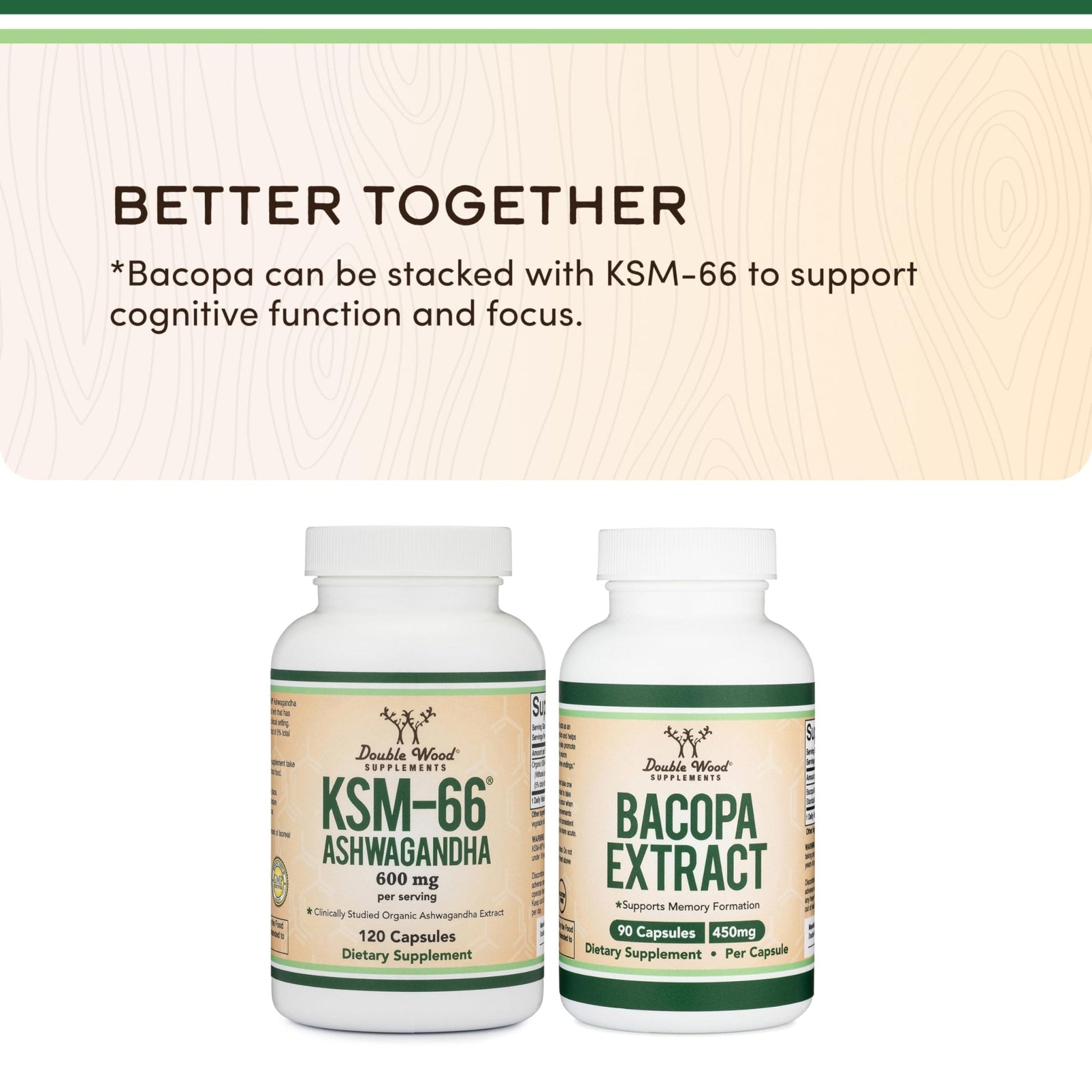 Double Wood Supplements Ashwagandha KSM 66 Organic and Clinically Studied Extract (600mg Per Serving, 120 Capsules, 60 Servings) - PrimeBioHealth - canada supplements