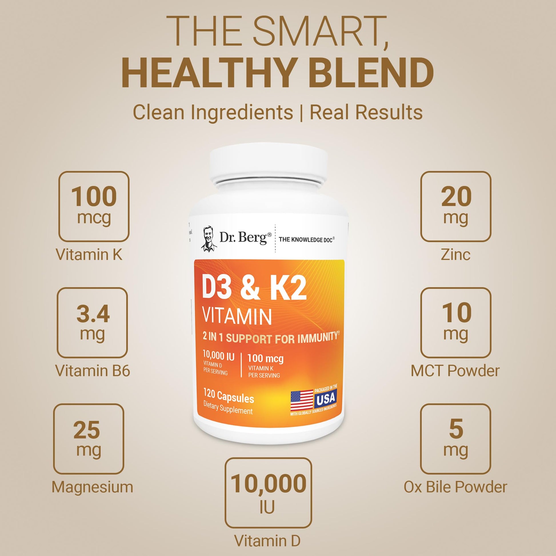 Dr. Berg Maximum Strength 2-in-1 Vitamin D3 K2 10,000 IU | Naturally Derived D3 | 4X Lab-Tested & Verified | High Absorption Formula - PrimeBioHealth - canada supplements