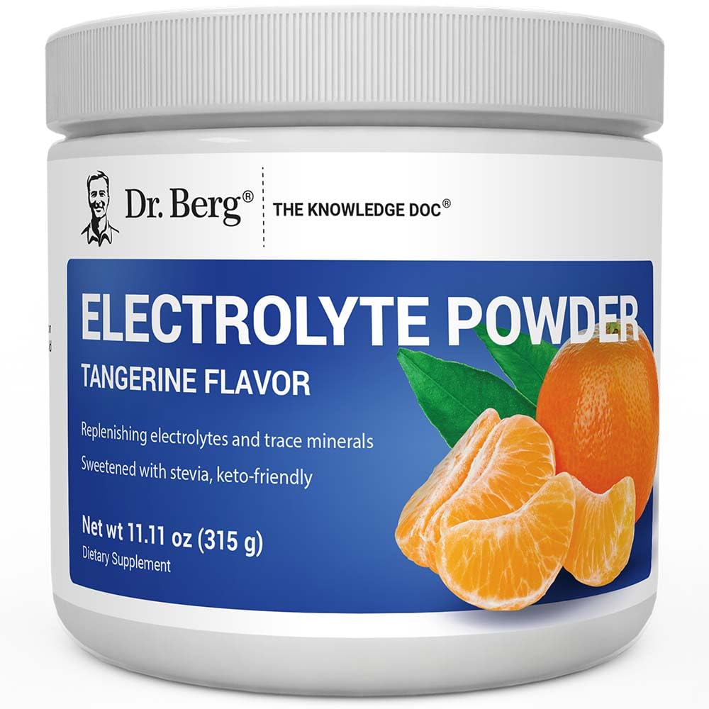 Dr. Berg Zero Sugar Hydration Keto Electrolyte Powder - Enhanced w/ 1000 mg of Potassium & Real Pink Himalayan Salt (NOT Table Salt) - Tangerine Flavor Hydration Drink Mix Supplement - 50 Servings - PrimeBioHealth - canada supplements