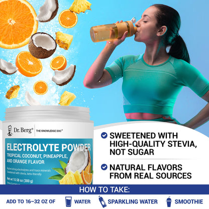 Dr. Berg Zero Sugar Hydration Keto Electrolyte Powder - Enhanced w/ 1000 mg of Potassium & Real Pink Himalayan Salt (NOT Table Salt) - Tropical Coconut - PrimeBioHealth - canada supplements