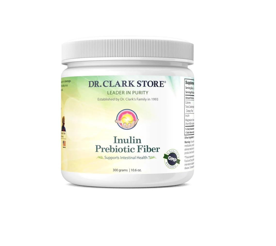Dr. Clark Inulin Powder (FOS) – Prebiotic Soluble Fiber for Gut Health, 300g – Supports Digestive Health & Regularity - PrimeBioHealth - canada supplements