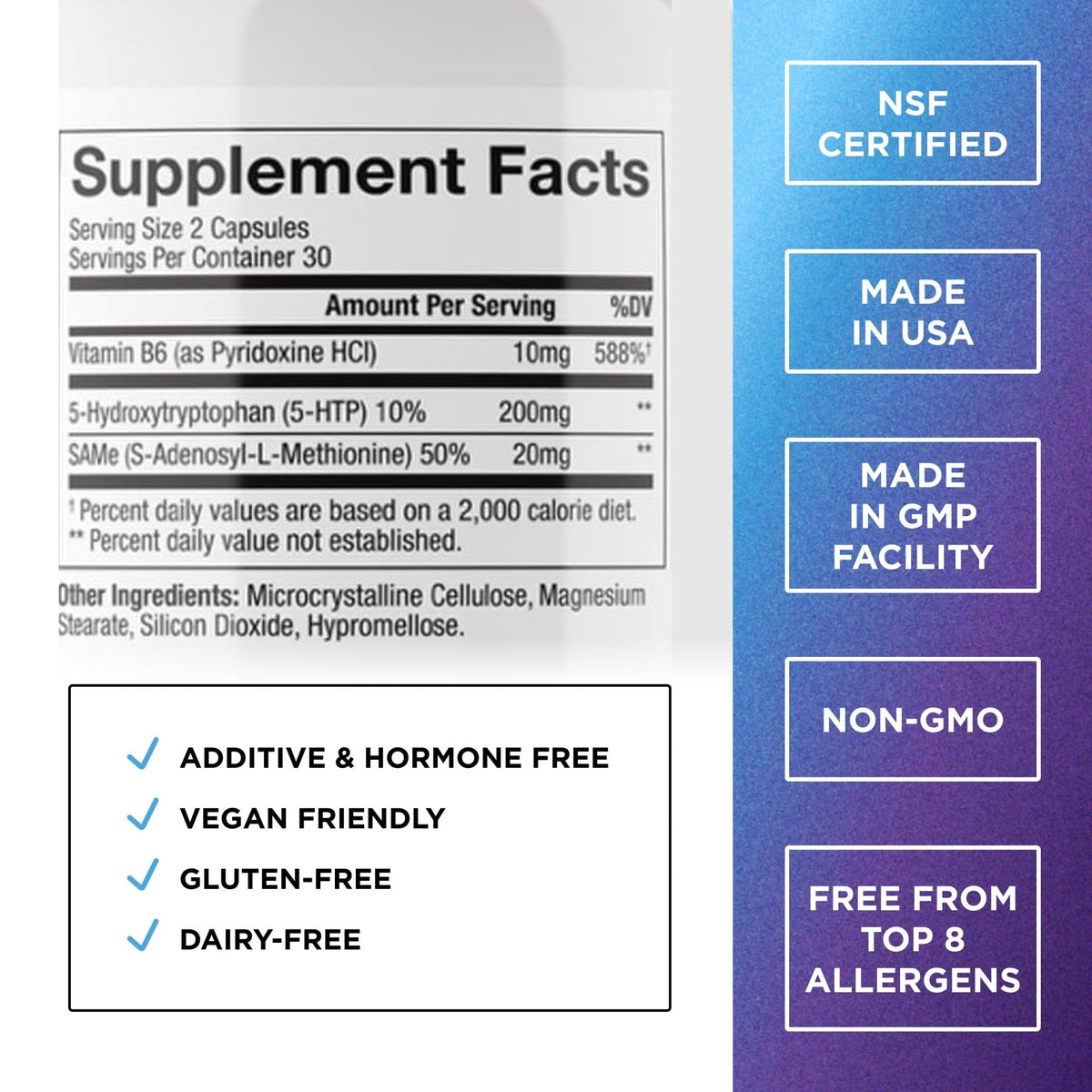 DR. EMIL NUTRITION 200 MG 5-HTP Plus with SAM-e to Maintain Normal Healthy Sleep and Create a Sense of Wellbeing - 5HTP Supplement with Vitamin - PrimeBioHealth - canada supplements