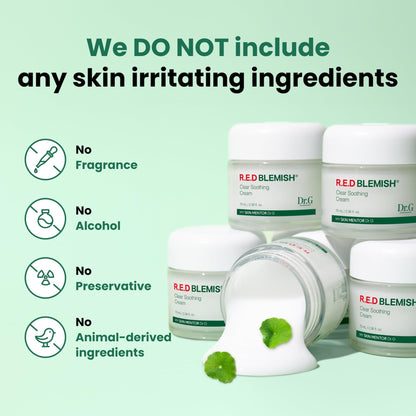 Dr. G R.E.D. Blemish Clear Soothing Cream - Calming Korean Moisturizer for Redness - Soothes Acne & Irritation - PrimeBioHealth - canada supplements