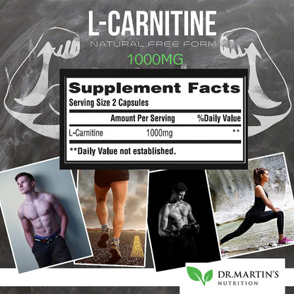 DR. MARTIN'S NUTRITION Extra Strength L-Carnitine - 200 Capsules - 1000mg Per Serving - Boost Your Metabolism and Increase Performance - PrimeBioHealth - canada supplements