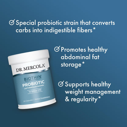 Dr. Mercola Biothin Probiotic - Lactobacillus Gasseri BNR17 - Supports Digestive Health & Metabolism - 30 Delayed-Release Capsules (30 Servings) - PrimeBioHealth - canada supplements