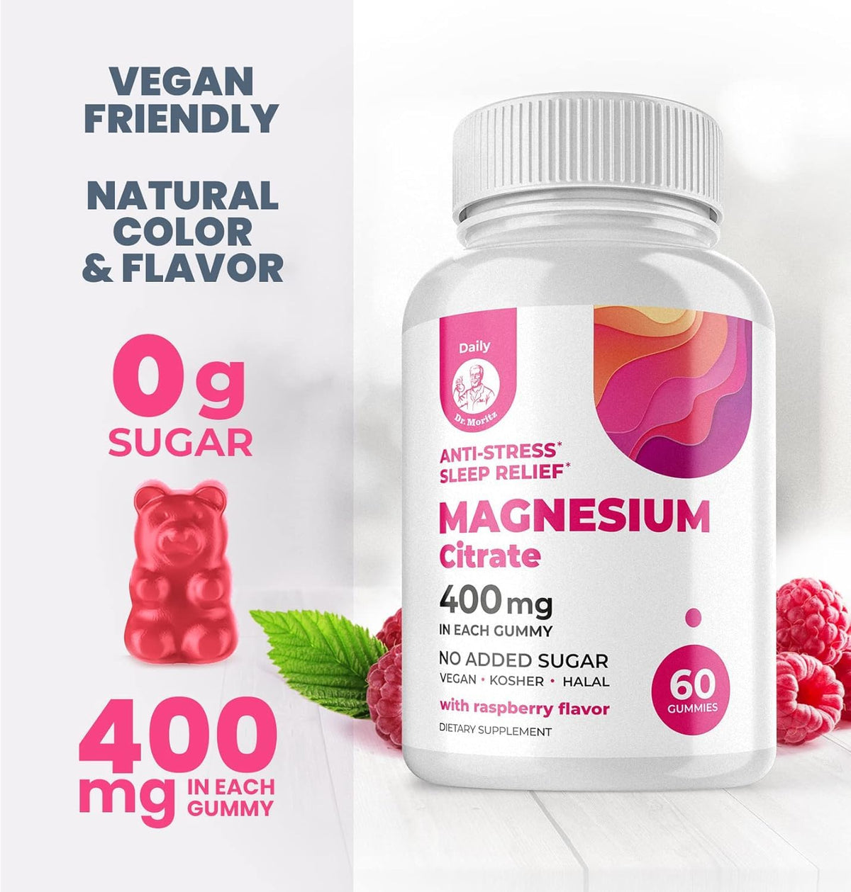 DR. MORITZ Magnesium Citrate Gummies Sugar-Free - Calm Magnesium Gummies Supplement for Children, Sugar -Supports Cardiovascular Health - PrimeBioHealth - canada supplements