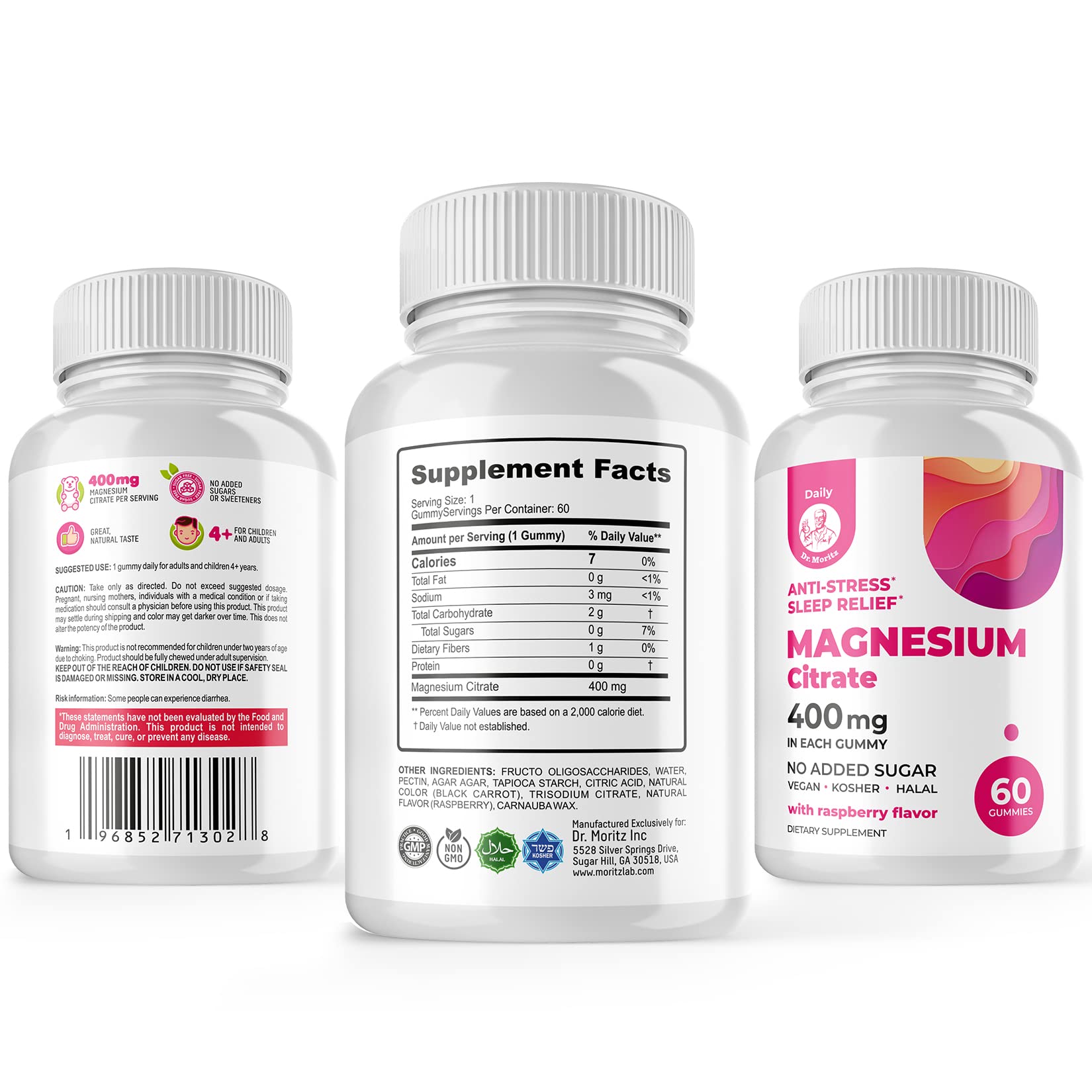 DR. MORITZ Magnesium Citrate Gummies Sugar-Free - Calm Magnesium Gummies Supplement for Children, Sugar -Supports Cardiovascular Health - PrimeBioHealth - canada supplements