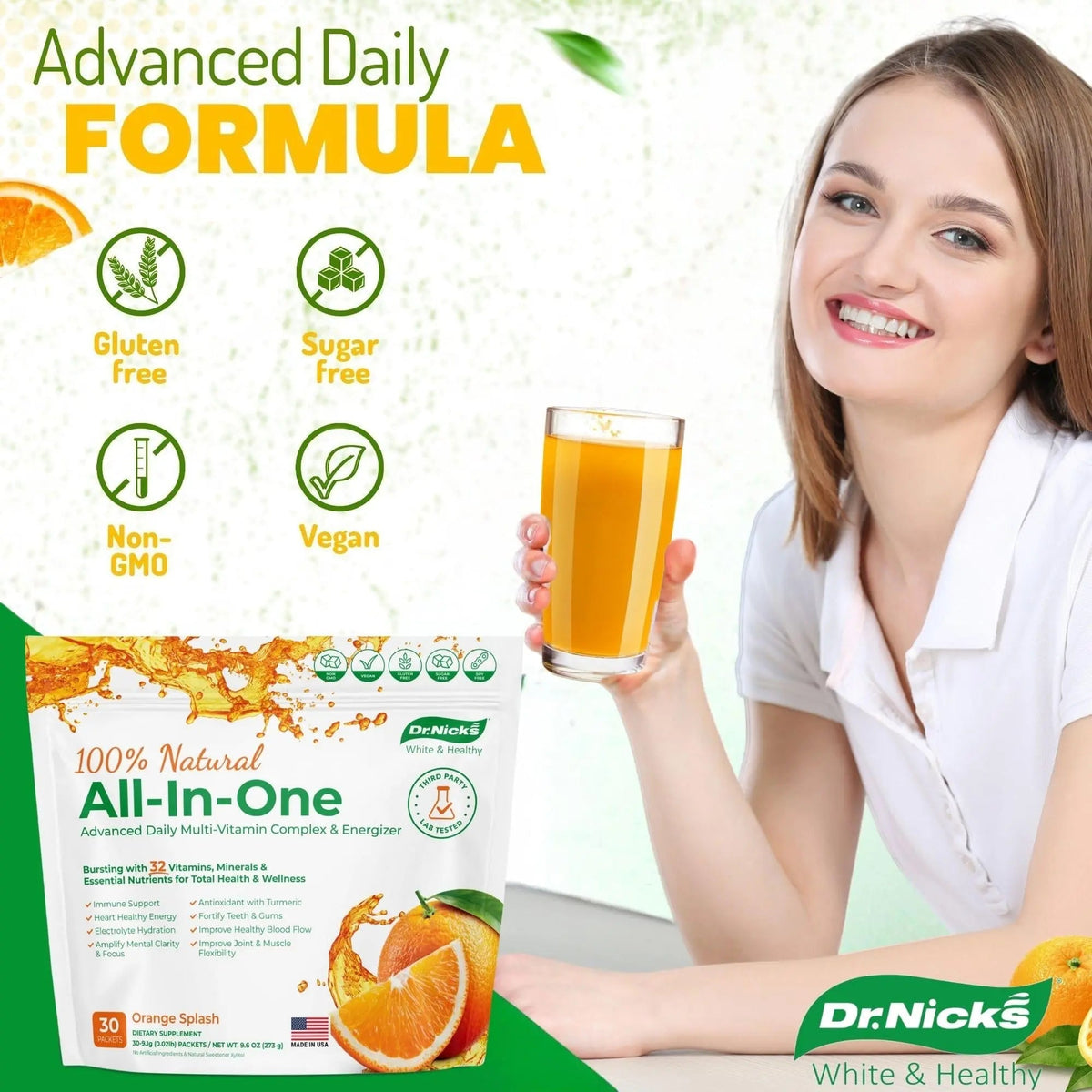 Dr. Nick's Multivitamin Powder for Women, 30 Pack, Orange Splash, Multivitamin for Women with 32 Vitamins and Minerals - PrimeBioHealth - canada supplements
