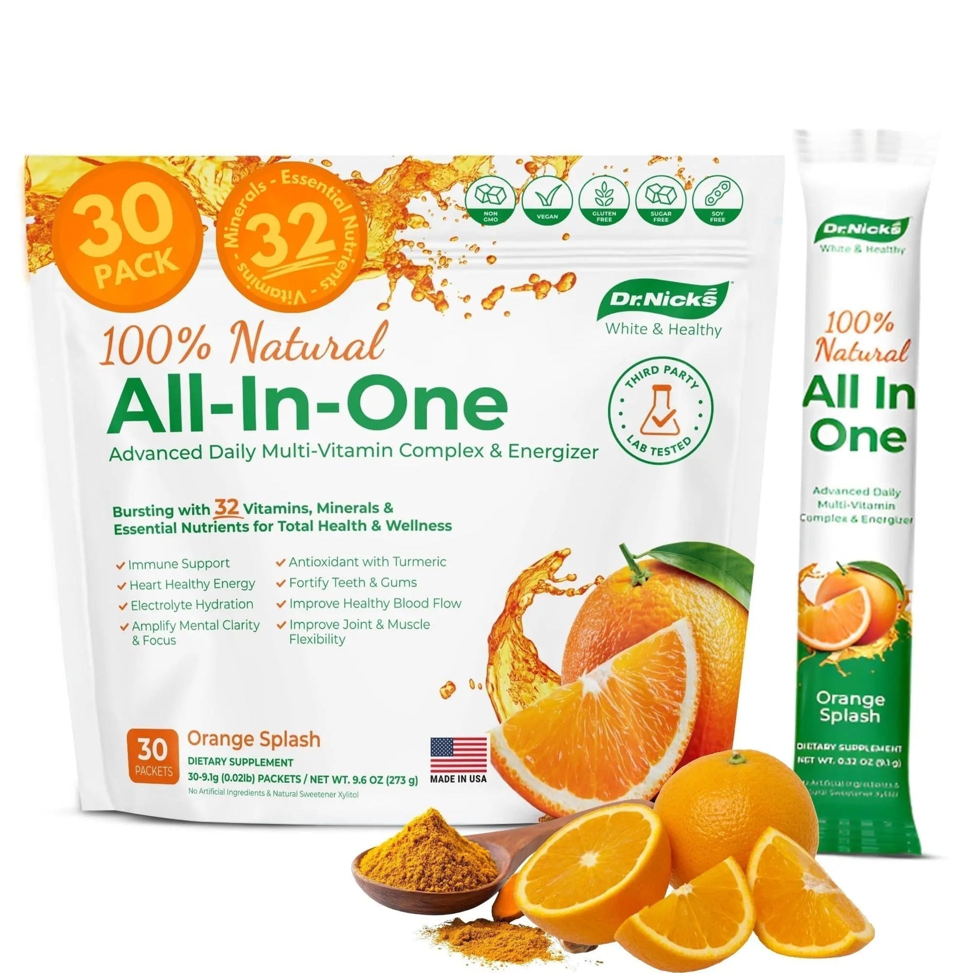 Dr. Nick's Multivitamin Powder for Women, 30 Pack, Orange Splash, Multivitamin for Women with 32 Vitamins and Minerals - PrimeBioHealth - canada supplements