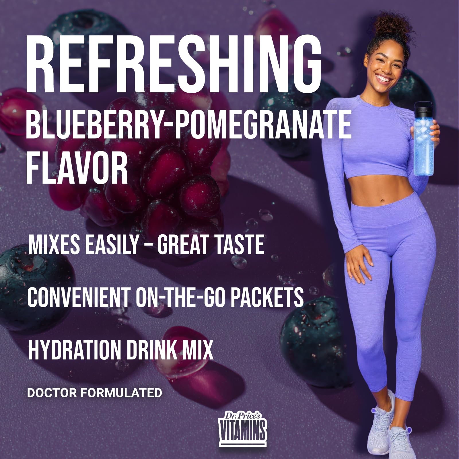 Dr. Price’s Electrolytes Hydration Powder Packets – Blueberry Pomegranate, 30 Packs | Sugar Free Electrolyte Drink Mix, 72+ Trace Minerals, Manganese - PrimeBioHealth - canada supplements