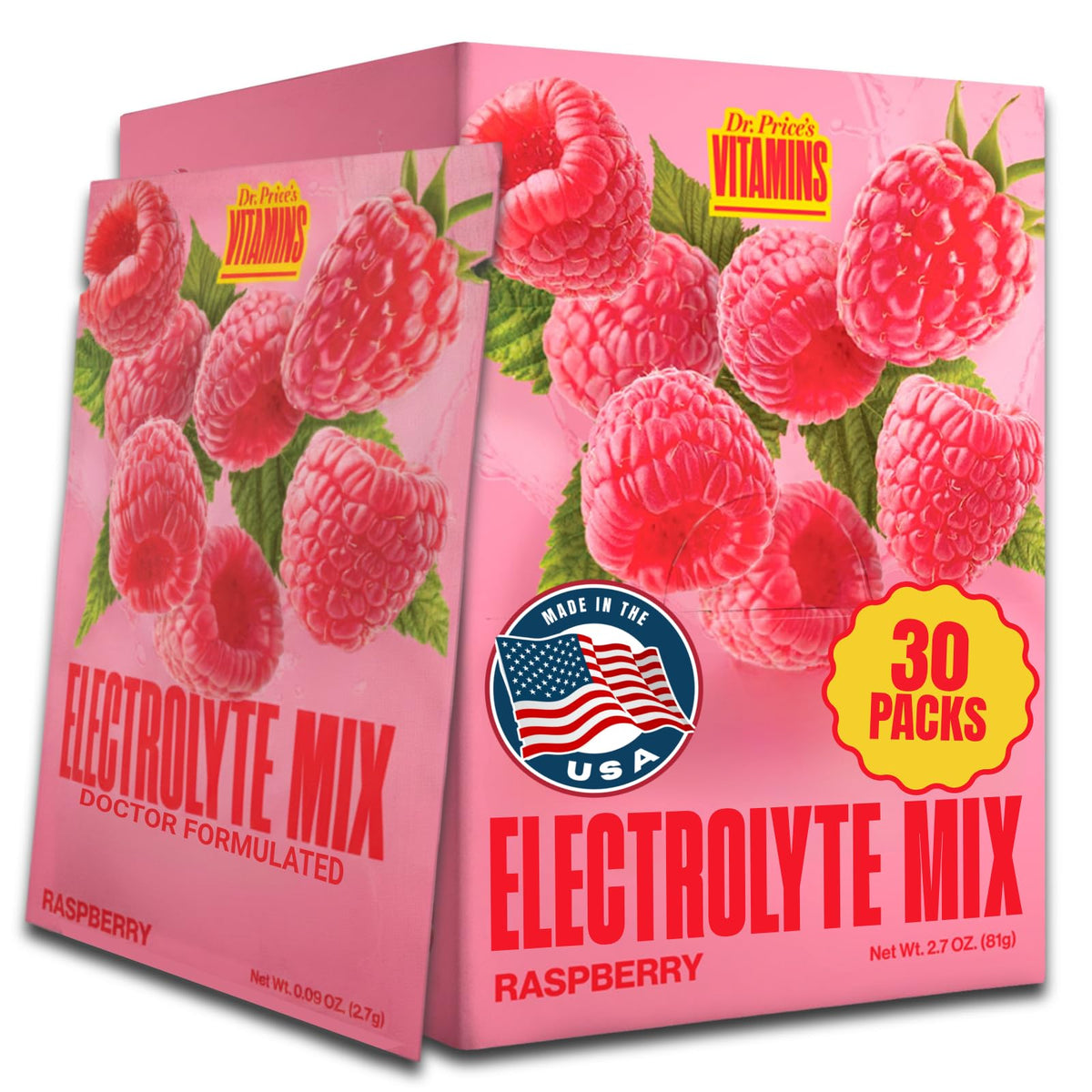 Dr. Price’s Electrolytes Hydration Powder Packets – Raspberry, 30 Packs | Sugar Free Electrolyte Drink Mix, 72+ Trace Minerals, Manganese | Keto Electrolytes, - PrimeBioHealth - canada supplements