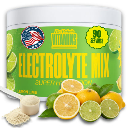 Dr. Price’s Electrolytes Powder Bulk – Lemon Lime, 90 Servings | Sugar Free Hydration Drink Mix with 72+ Trace Minerals, Manganese | Keto Electrolytes - PrimeBioHealth - canada supplements