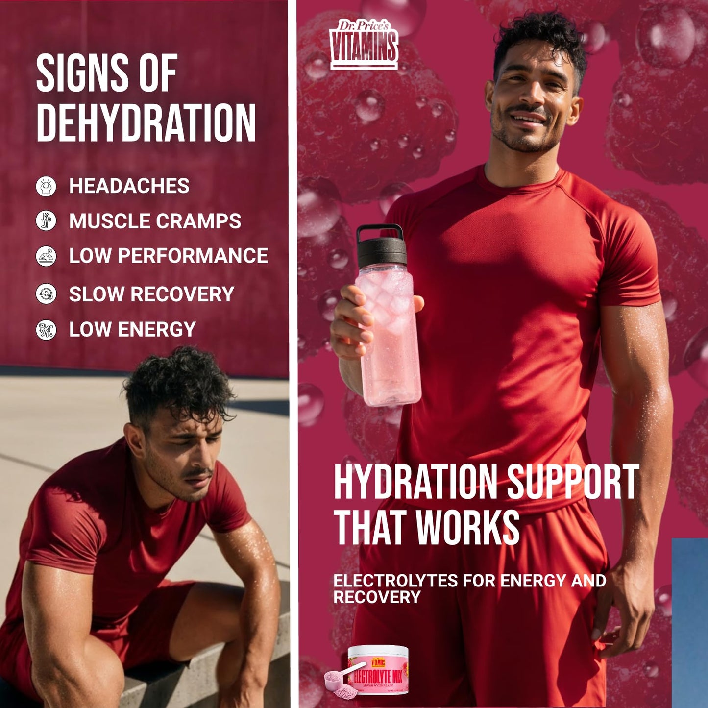 Dr. Price’s Electrolytes Powder Bulk – Raspberry, 90 Servings | Sugar Free Hydration Drink Mix with 72+ Trace Minerals, Manganese | Keto Electrolytes - PrimeBioHealth - canada supplements