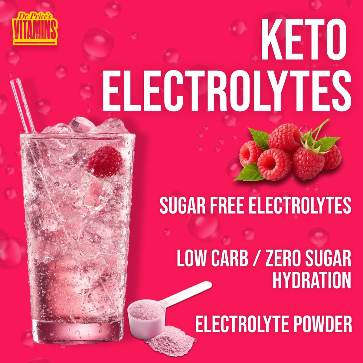 Dr. Price’s Electrolytes Powder Bulk – Raspberry, 90 Servings | Sugar Free Hydration Drink Mix with 72+ Trace Minerals, Manganese | Keto Electrolytes - PrimeBioHealth - canada supplements